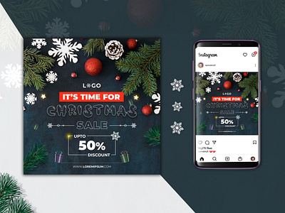 Merry Christmas Sale Social Media Post Design