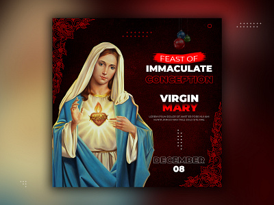 Feast of the immaculate conception of Virgin Mary Post Design assumption background christian christians design eve festivals god graphic design immaculate conception jesus mother mother mary print religious design solemnity ui ux virgin mary