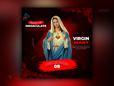 Virgin Mary social media post banner design background christ the redeemer design free god graphic design holy jesus mother mother mary print red religious typography ui ux