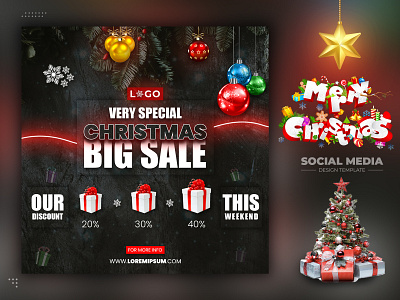 Christmas Decor Sale Flyer Ad Social Media Template