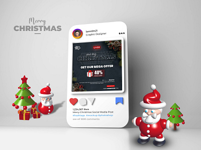 Merry Christmas Day Sale Social Media or Instagram Post Design