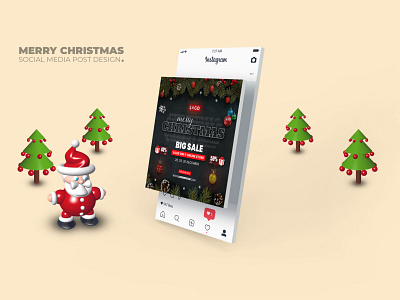 Merry Christmas Day Sale Social Media or Instagram Post Design