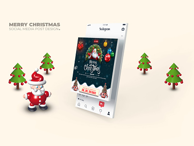 Merry Christmas Day Sale Social Media or Instagram Post Design branding christmas day sale christmas tree design graphic design happy merry merry christmas new post post design print social media tree trendy typography ui ux