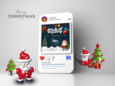 Merry Christmas Day Sale Social Media or Instagram Post Design