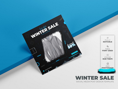 Winter Sale Social Media Post Design Template