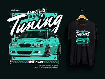 BMW M3 E46 Tunning Car T-Shirt Illustration automotive car design drift illustration poster race sport sport car t shirt tee vector vehicle