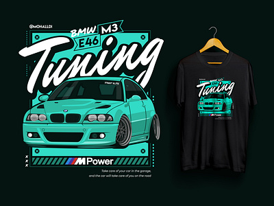 BMW M3 E46 Tunning Car T-Shirt Illustration