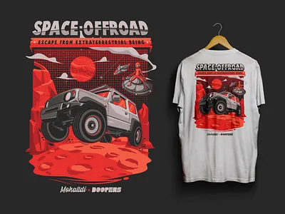 Suzuki Jimny Space Offroad Car Vehicle Illustration alien automotive car car design car illustration car poster design drawing drift illustration japan japan car mars offroad poster race space sport sport car tee