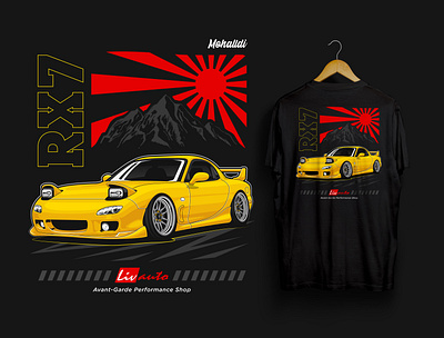 Mazda RX7 Sport Car Illustration art automotive car car clothing car design car drawing car illustration car poster car t shirt design drawing drift graphic mazda race sport sport car t shirt vector vehicle