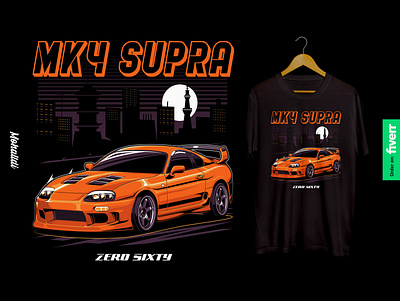 MK4 Supra Sport Car Illustration automotive car car clothing car design car drawing car illustration car poster car t shirt design drawing graphic illustration race sport sport car t shirt vector vehicle