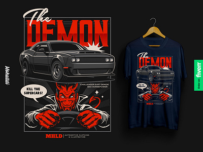 Challenger Demon Automotive Car Illustration