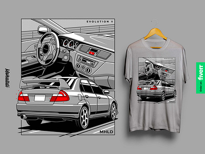 Lancer Evolution 5 Car Illustration automotive automotive design automotive drawing automotive illustration car car apparel car design car drawing car illustration classic car jdm sport car vehicle