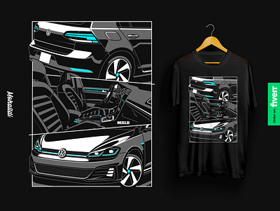 VW GTI Mk7 Car Illustration automotive automotive apparel automotive design automotive drawing automotive illustration automotive merchandise car car design car drawing car illustration sport car vehicle