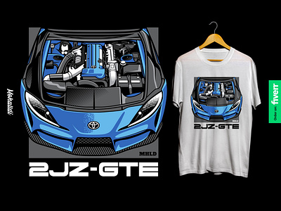 Supra 2JZ GTE Car Engine Illustration