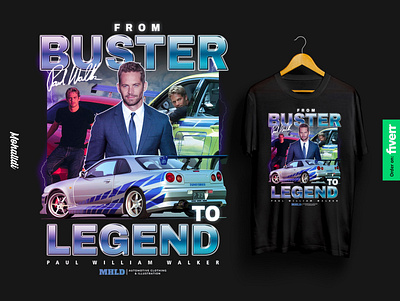 Brian O'Connor Fast & Furious Bootleg Tee Design automotive automotive apparel automotive design car car design fast and furious jdm paul walker sport car