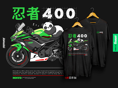 Ninja 400 Sport Motorcycle Illustration automotive bike car illustration design illustration motorbike motorcycle ninja panda race rider vector vehicle