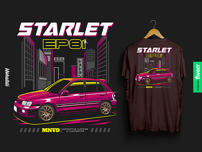 Toyota Starlet EP81 Car Illustration car tshirt starlet toyota