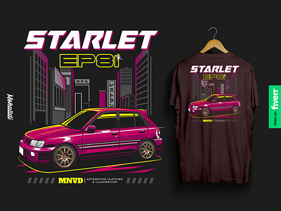 Toyota Starlet EP81 Car Illustration