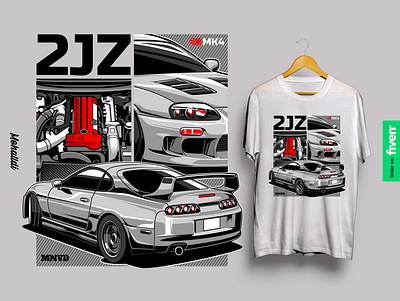 2JZ Supra Automotive Car Illustration car tshirt