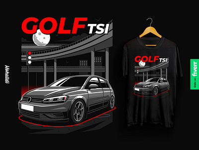 VW Golf Sti Automotive Illustration automotive car car illustration car tshirt design illustration sport car vector vehicle