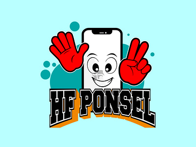 HF PONSEL design logo mascot mascot character smartphone
