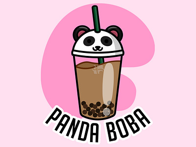 PANDA BOBA VER 2 LOGO DESIGN boba tea design logo panda