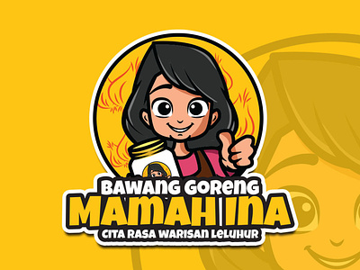 Bawang Goreng Mamah Ina Logo Design cartoon logo mascot logo shallot logo
