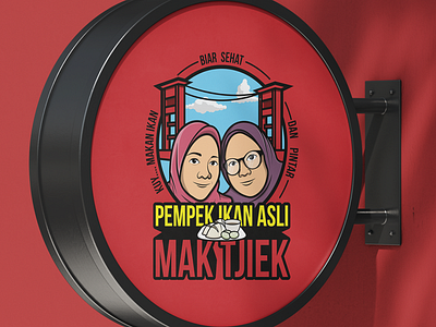 Pempek Sign Board Design logo mascot palembang pempek signboard