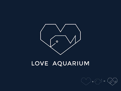 Love Aquarium minimalist logo amazing logo aquarium brand identity custom logo fish logo flat logo design logo maker love logo minimal minimalist logo professional logo unique logo
