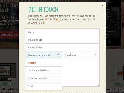 Menaut Contact Form Idea contact contact form digital menu dropdown form get in touch menuat modal