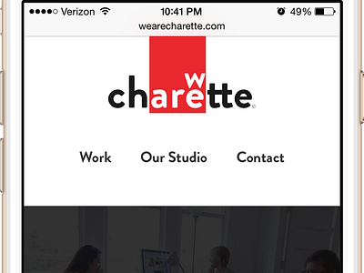 We are Charette Mobile View brand mobile navigation studio