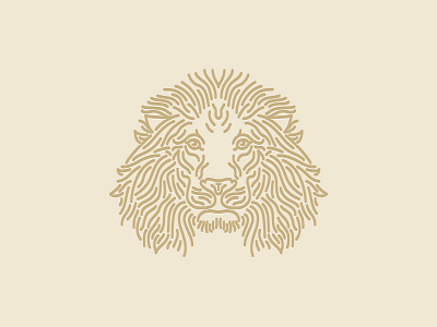 A little lion illustration gold illustration line lion ring stroke