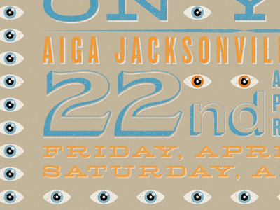 Old AIGA Poster aiga blue brown eye jacksonville numbers orange texture