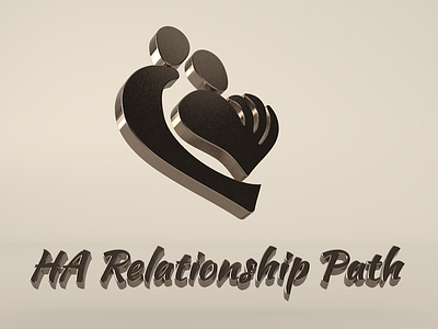 HA Relationship Path Logo 3d couple heart intimacy logo love nickel relationship render