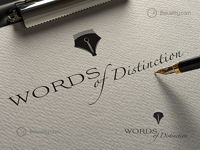 Words Of Distinction Logo calligraphy design distinction lettering logo pen profile resume words writing