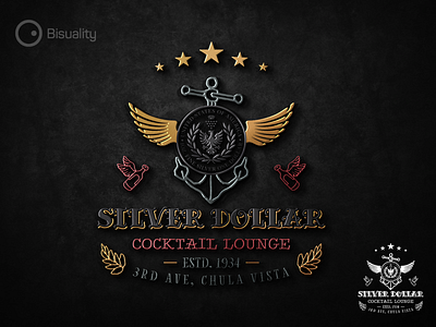 Silver Dollar Cocktail Lounge Logo alcohol bar chulavista cocktail dollar drink logo logotype lounge shop silver store