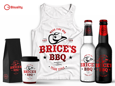 Brice's BBQ Texas style wood fire BBQ restaurant Logo barbeque bbq bricebbq brices fire food houston logo restaurant style texas wood