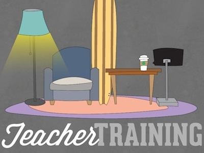 Teacher Training armchair coffee desk illustration lamp surf vector
