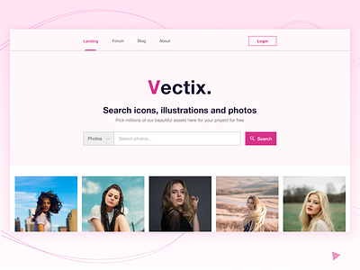 a Clean Landing Page clean design pink search ui ux