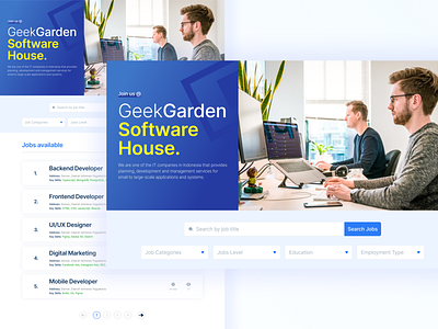 A simple landing page for join.geekgarden.id blue landing page simple ui ux