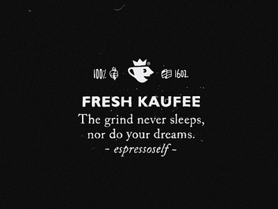 Kaufee Manifesto branding coffee espresso hand lettering icons logo texture words