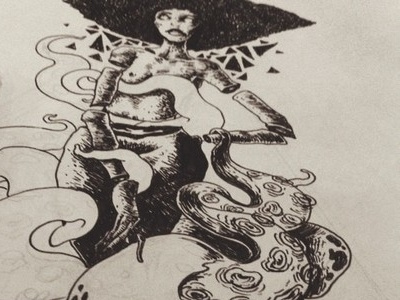 she afro illustration ink octopus