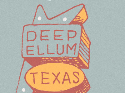 Deep Ellum handdrawn illustration lettering signage words