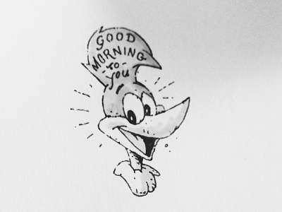 GMTY Woody Woodpecker bird cartoon illustration lettering morning retro