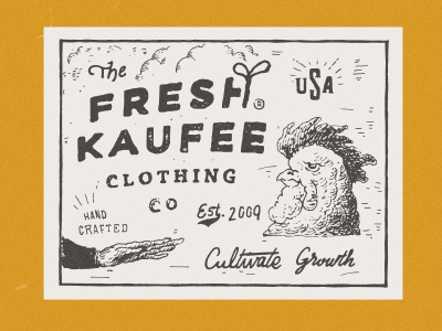 Cultivate Label clothing coffee freehand handlettering identity illustration lettering rooster vintage