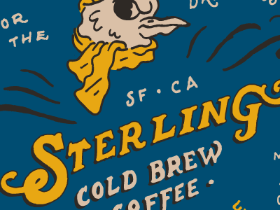 Sterling Cold Brew bird coffee hand lettering illustration layout texture
