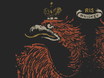 RIS crest hand lettering illos illustration label design russian whiskey