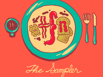 #tfn-the sampler breakfast colors food illustrations lettering vector