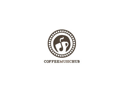 Coffee Music Hub Logo coffee illustration logo music vector