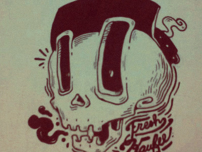 Skully Steev anatomy beverages clothing coffee dead design hand drawing headwear illustraions lines skull type